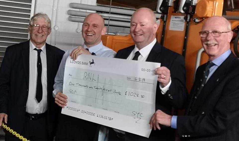 Scarborough Yacht Club presents a cheque for £1028.80 photo Kay Jackson